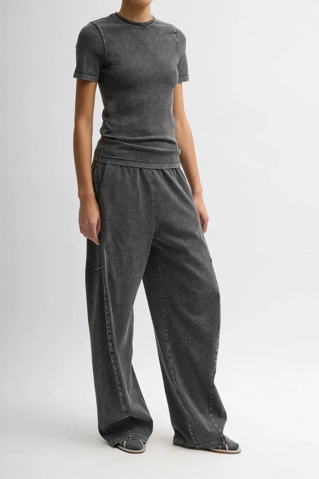 Stretch Denim Baby T in Black by Tibi-Tops-Tibi-Idlewild