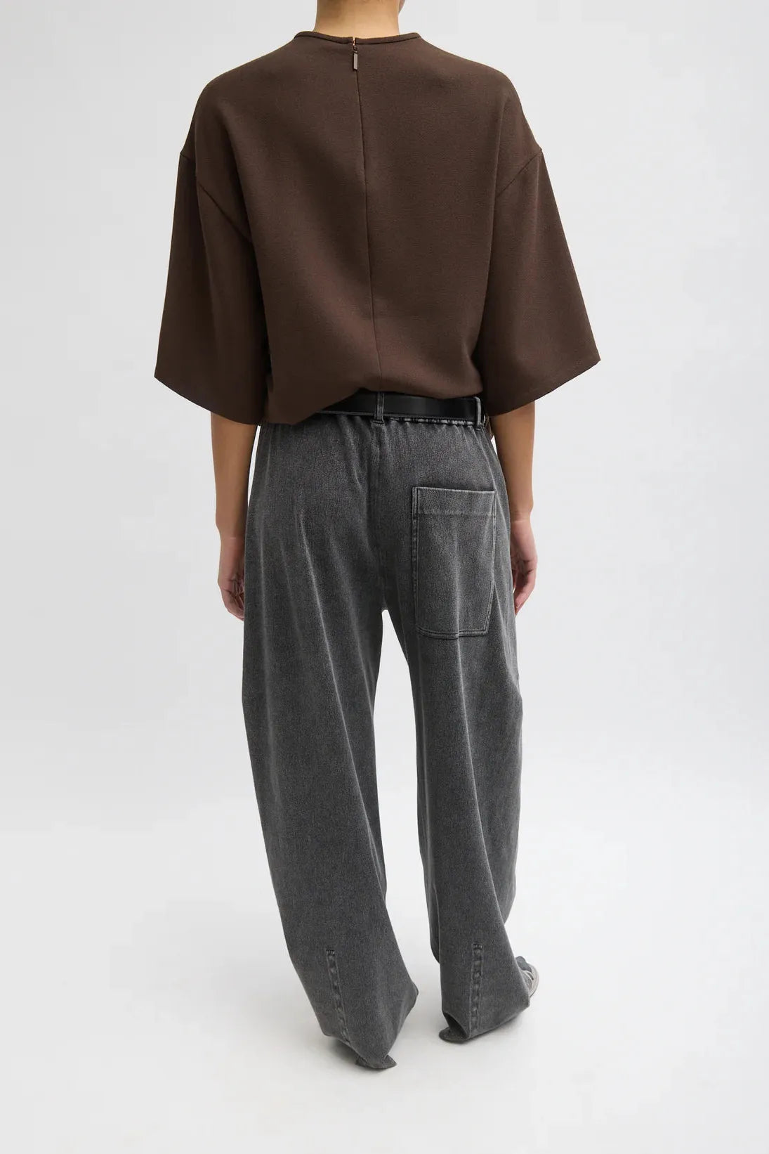 Stretch Denim Knit Winslow Pant in Black by Tibi-Bottoms-Tibi-Idlewild