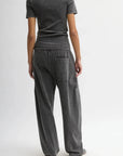 Stretch Denim Knit Winslow Pant in Black by Tibi-Bottoms-Tibi-Idlewild