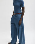 Stretch Denim Knit Winslow Pant in Classic Wash by Tibi-Bottoms-Tibi-Idlewild