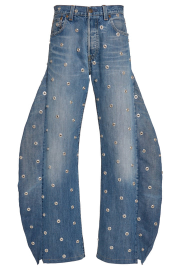 Studded Rigid Organic Balloon Jeans in Blue by A.W.A.K.E. Mode-A.W.A.K.E. Mode-Idlewild