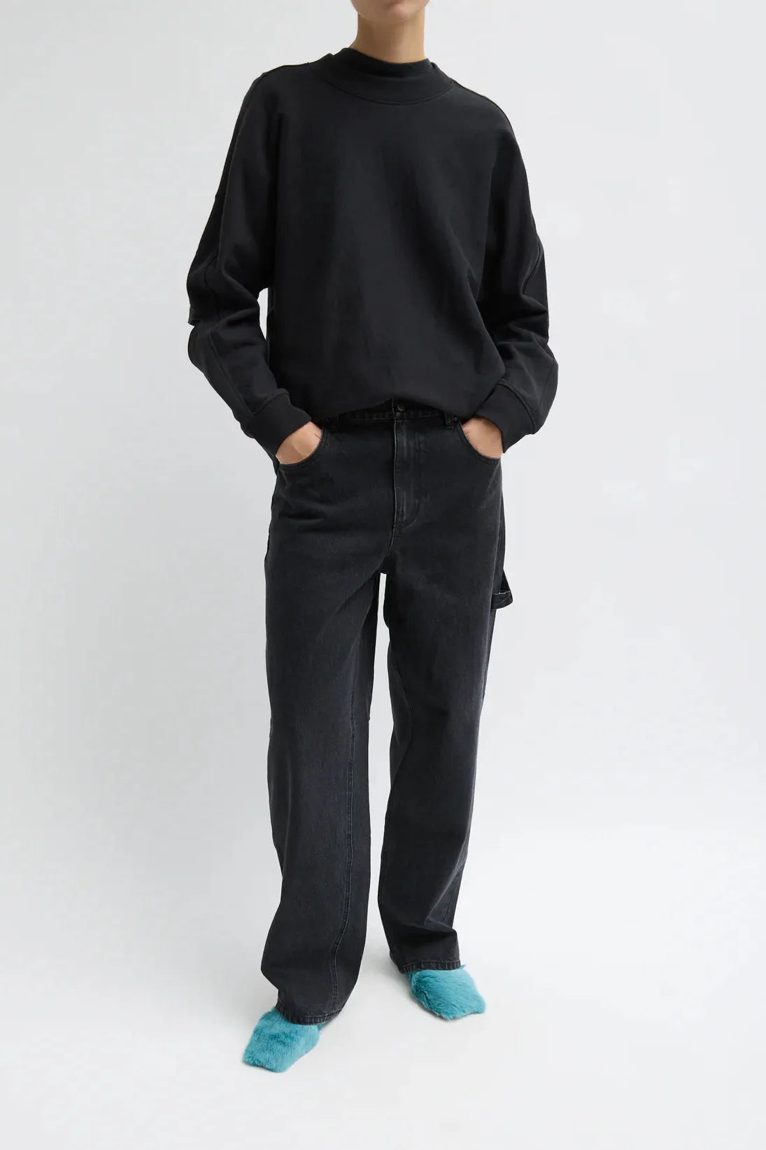 Sweatshirt Program Cocoon Crewneck in Black by Tibi-Tops-Tibi-Idlewild