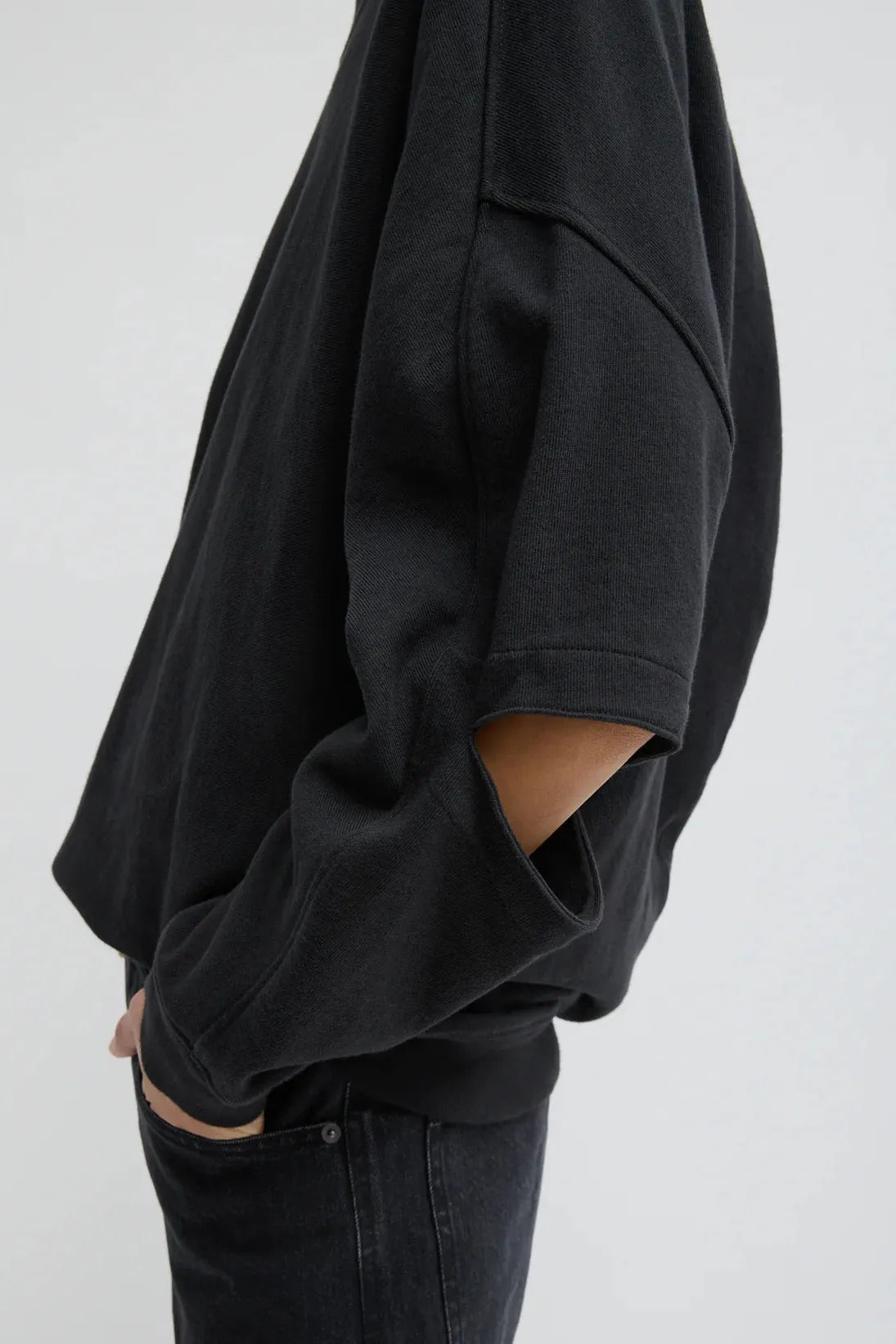 Sweatshirt Program Cocoon Crewneck in Black by Tibi-Tops-Tibi-Idlewild