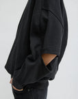 Sweatshirt Program Cocoon Crewneck in Black by Tibi-Tops-Tibi-Idlewild