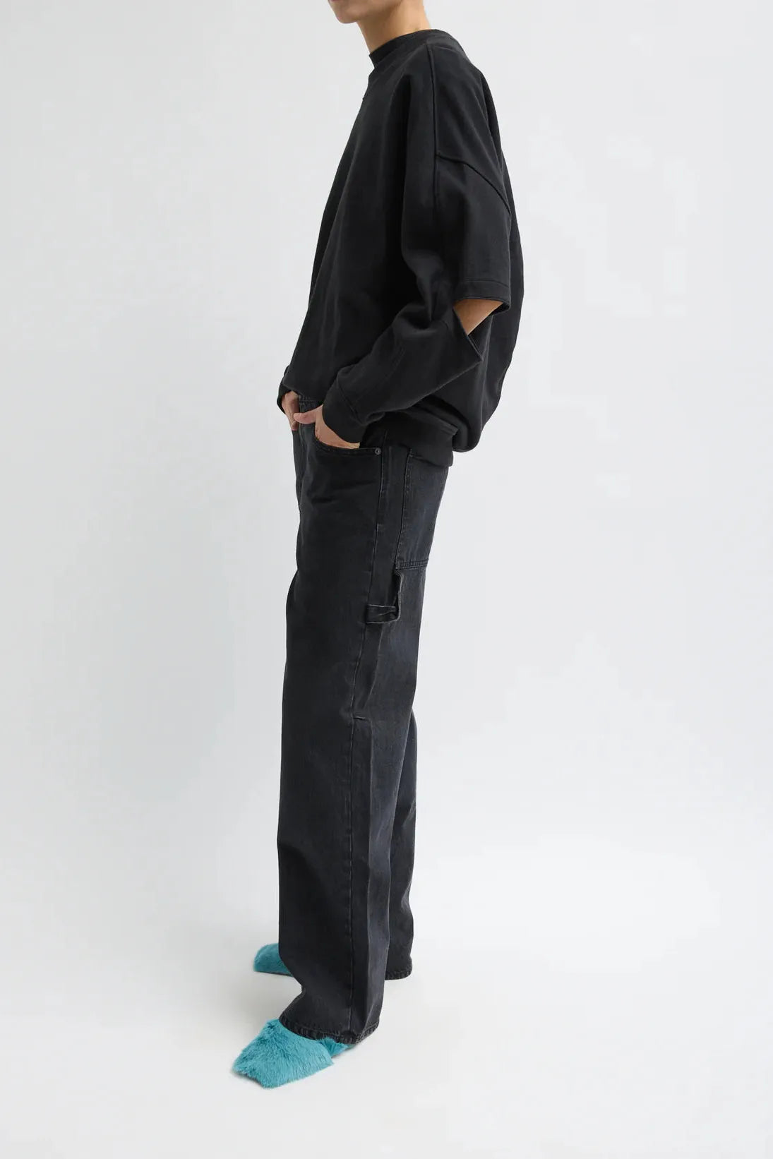 Sweatshirt Program Cocoon Crewneck in Black by Tibi-Tops-Tibi-Idlewild