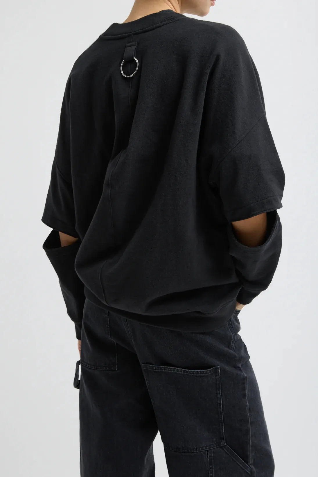 Sweatshirt Program Cocoon Crewneck in Black by Tibi-Tops-Tibi-Idlewild