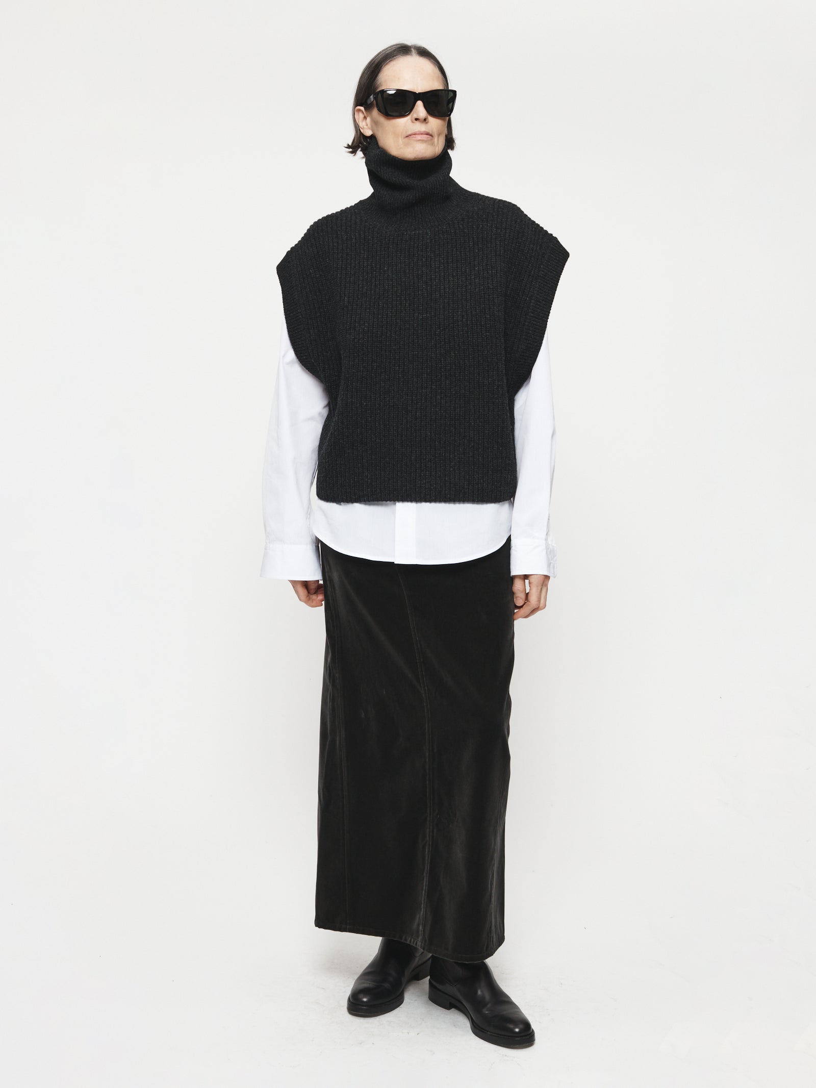 T-Neck Vest in Charcoal by 6397-Tops-6397-Idlewild