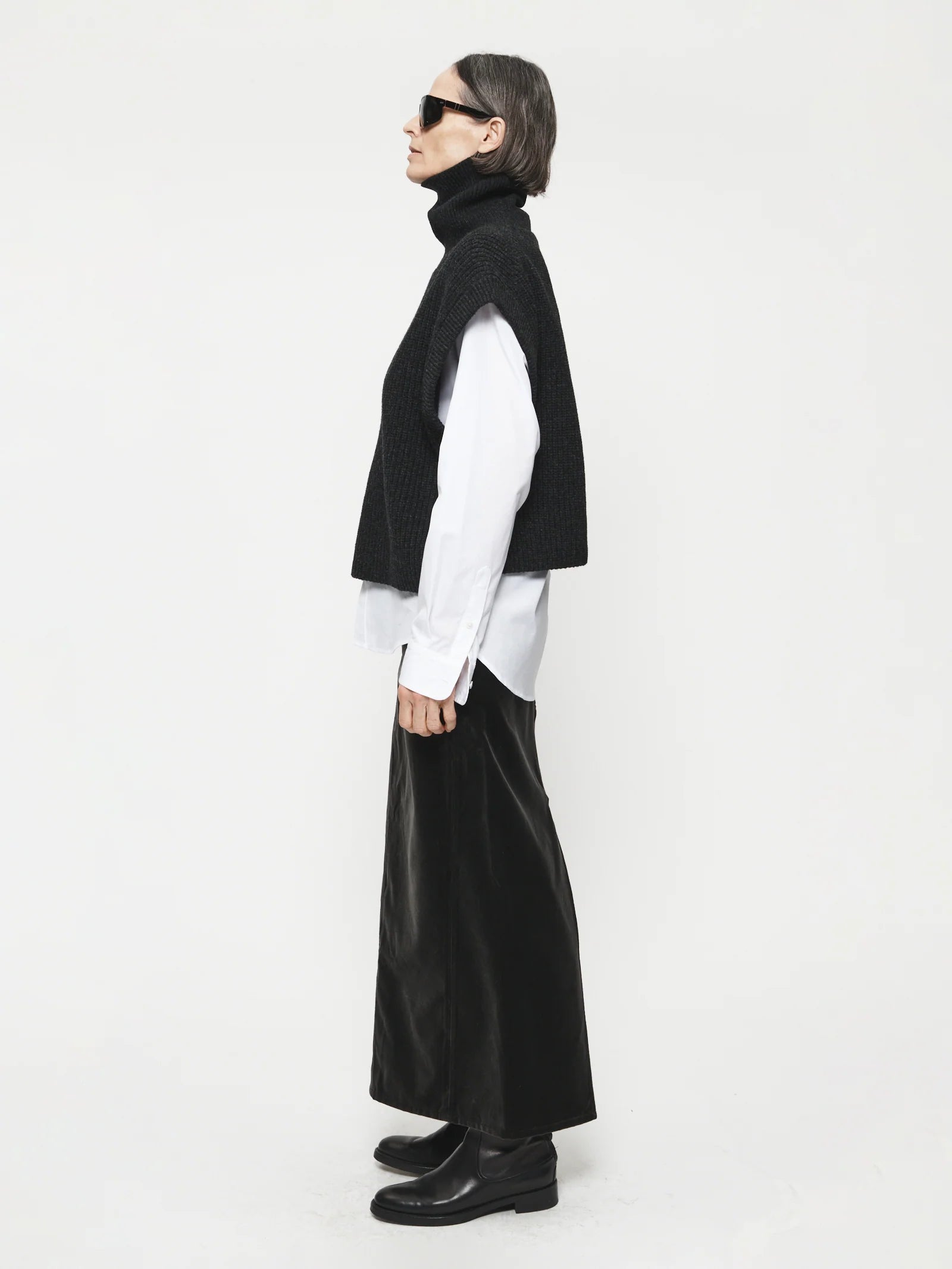 T-Neck Vest in Charcoal by 6397-Tops-6397-Idlewild