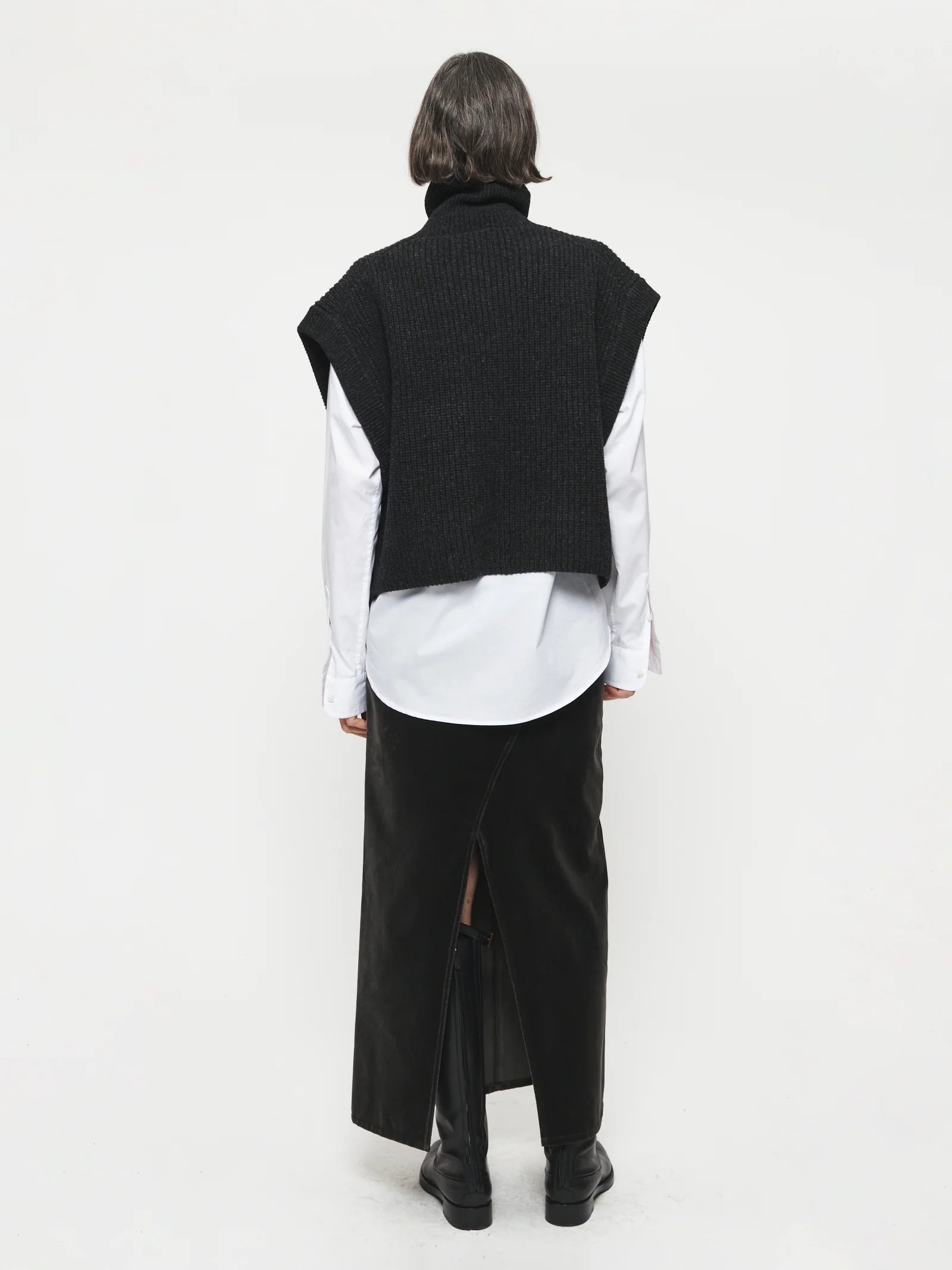 T-Neck Vest in Charcoal by 6397-Tops-6397-Idlewild