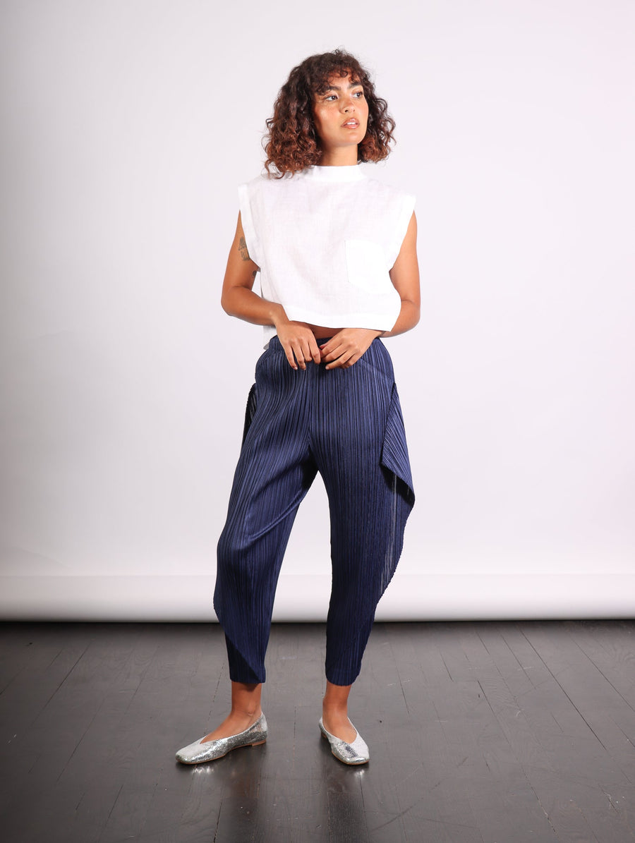 Thicker Bottoms Pleat Pants in Navy by Pleats Please Issey Miyake