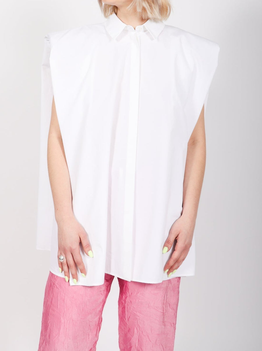 Top Shirt Over Shoulder in Optical White by Calcaterra-Calcaterra-Idlewild