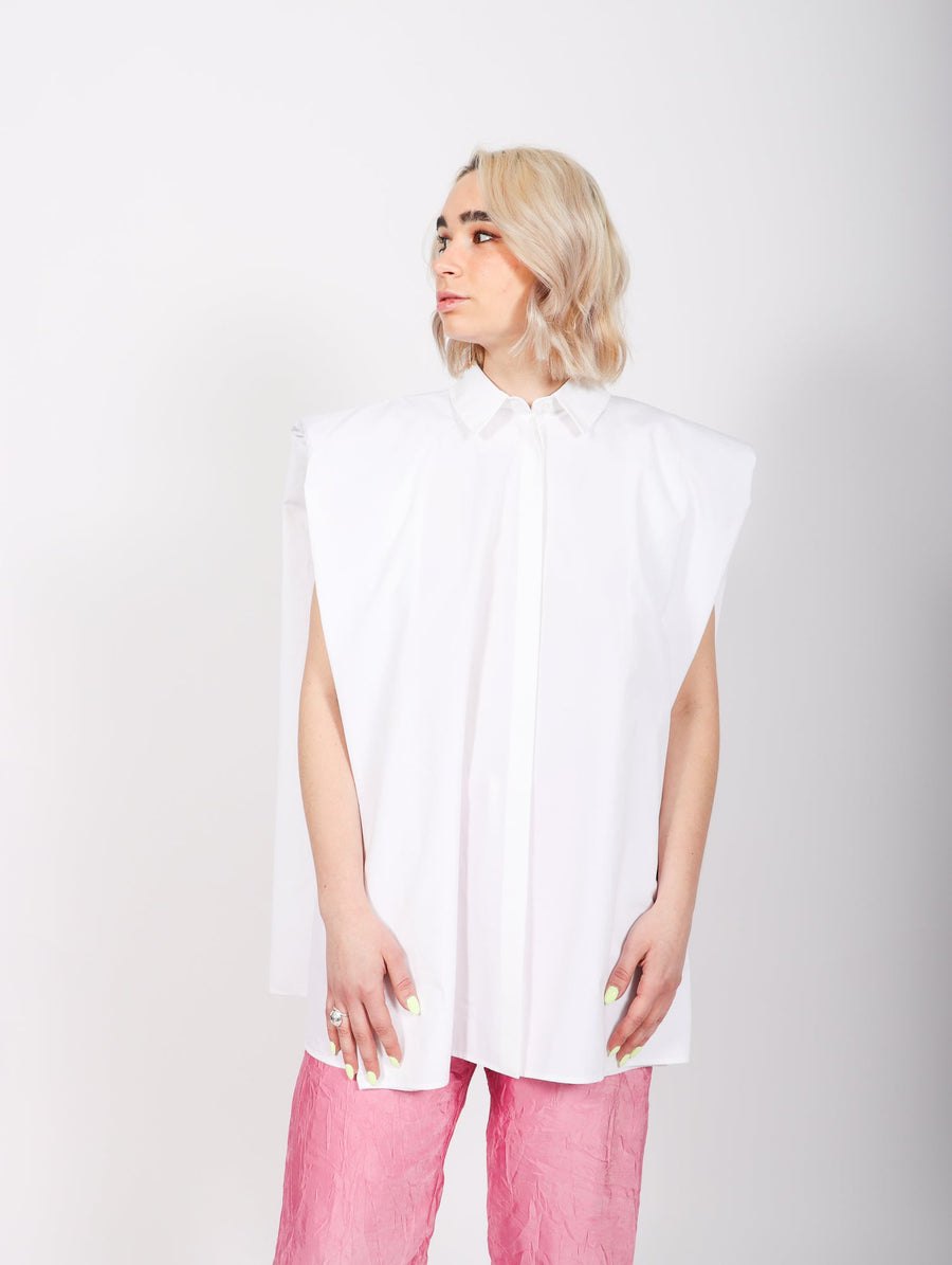 Top Shirt Over Shoulder in Optical White by Calcaterra-Calcaterra-Idlewild