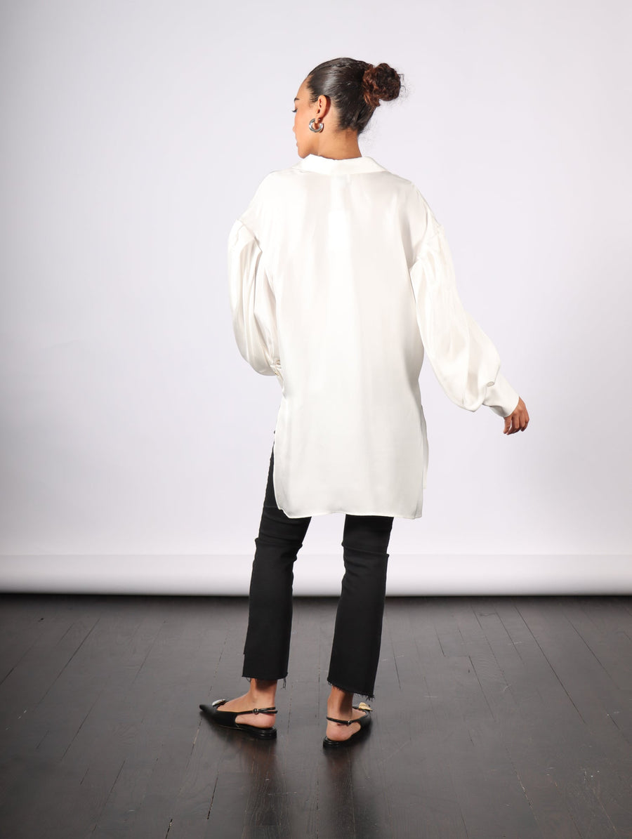 Toulous Puff Sleeve Top in White Silky by KAPHILL