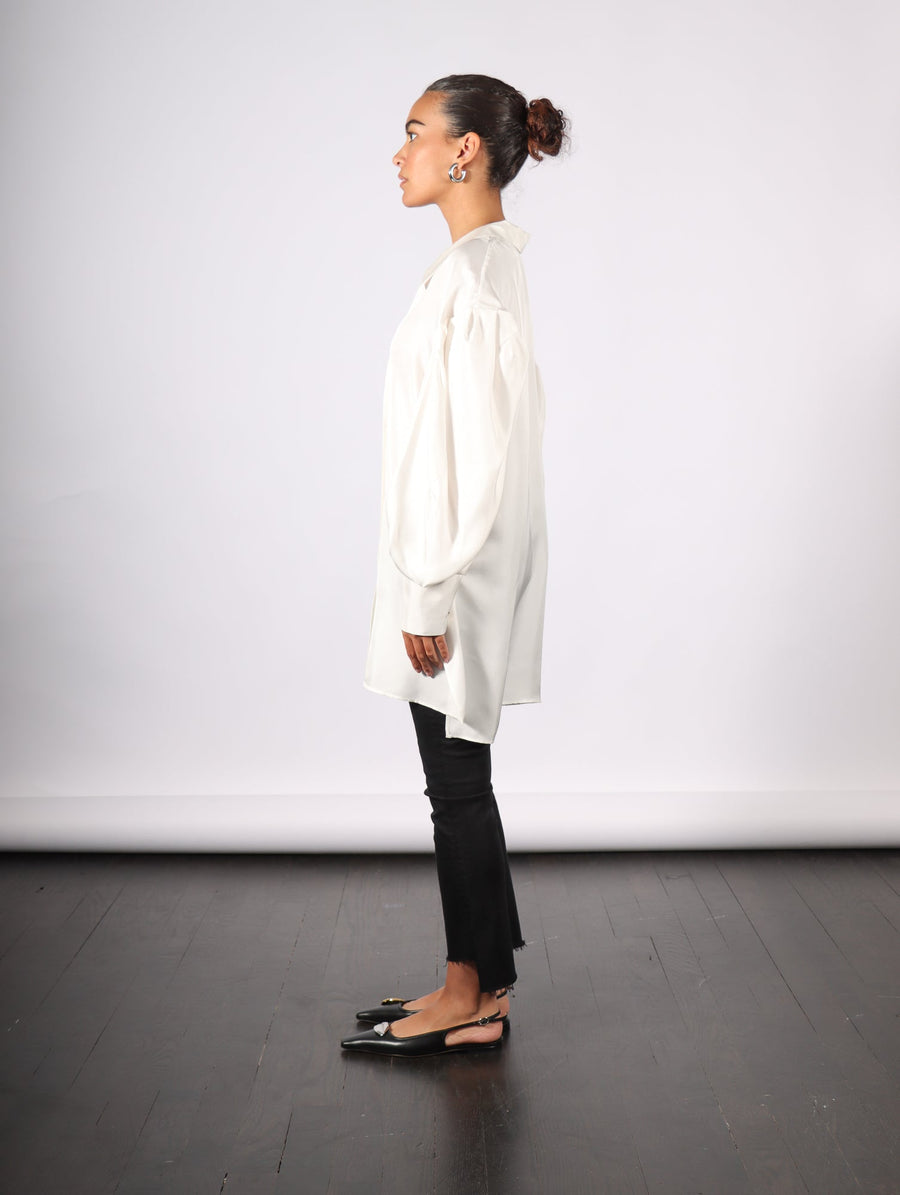 Toulous Puff Sleeve Top in White Silky by KAPHILL