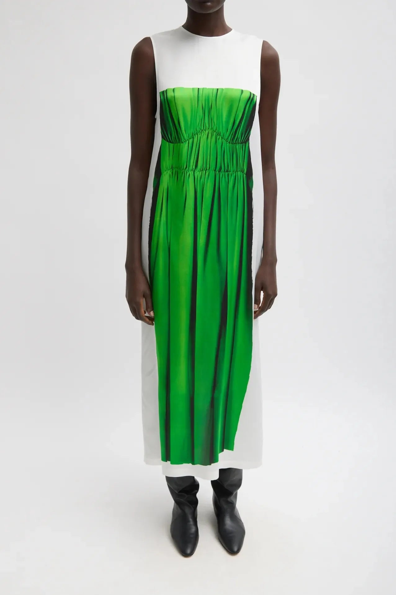 Trompe L'Oeil Dress in Green Multi by Tibi-Tibi-Idlewild
