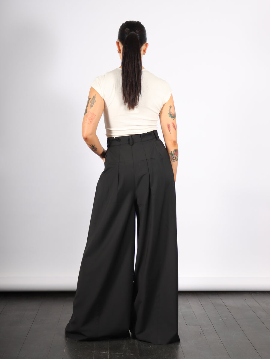 Tropical Wool Walker Wide Leg Pant in Black by Tibi-Tibi-Idlewild