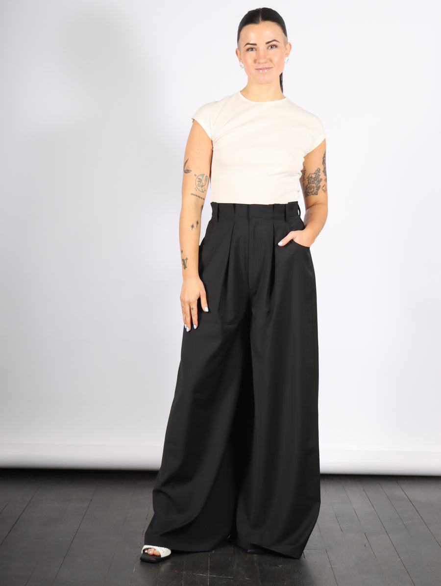 Tropical Wool Walker Wide Leg Pant in Black by Tibi-Tibi-Idlewild