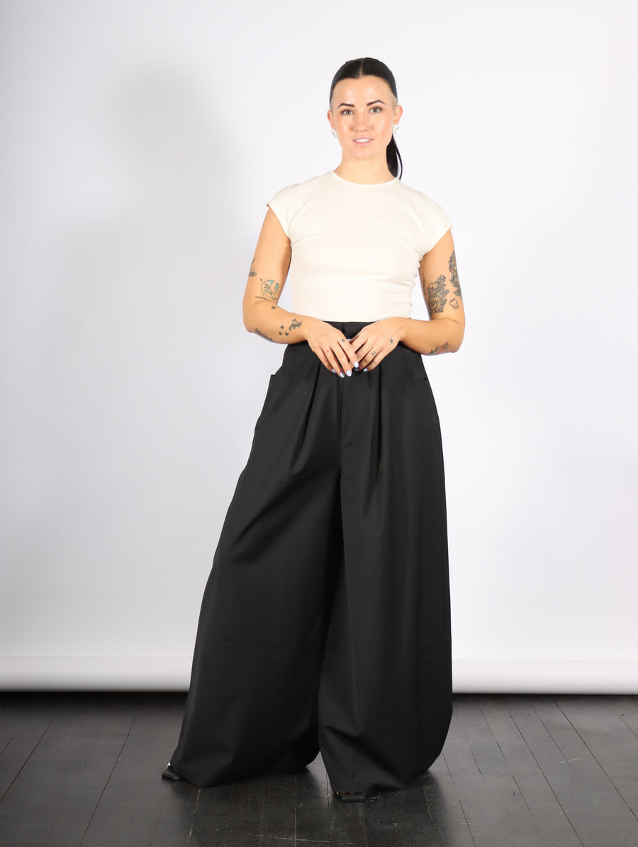 Tropical Wool Walker Wide Leg Pant in Black by Tibi-Tibi-Idlewild