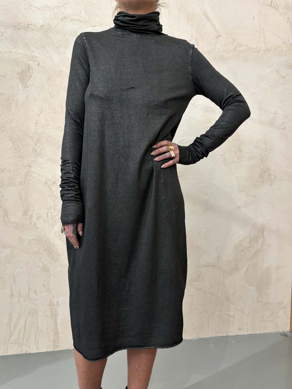 Turtleneck Midi Dress in Black by Sanctamuerte-Dresses-SANCTAMUERTE-Idlewild