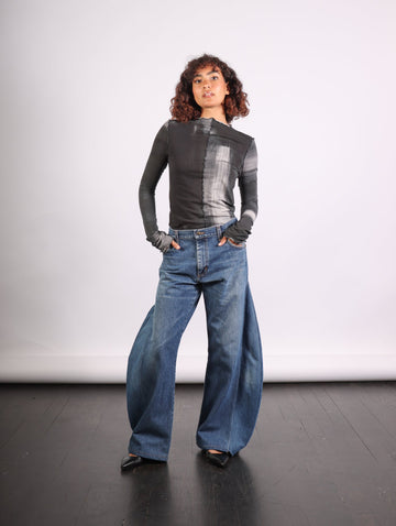 Upcycled Horseshoe Jeans in Blue by A.W.A.K.E. Mode-Idlewild