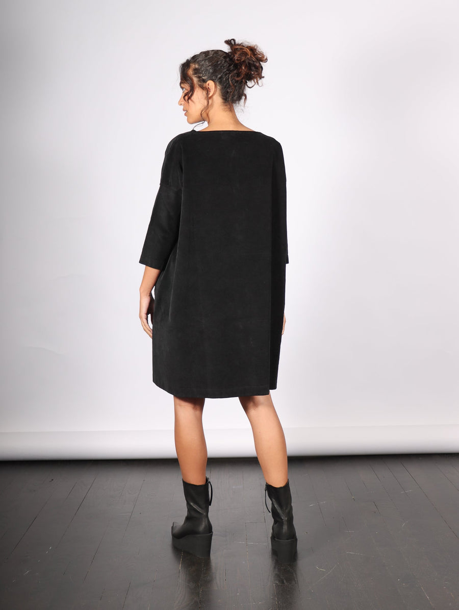 Velvet Boatneck Dress in Black by Album Di Famiglia