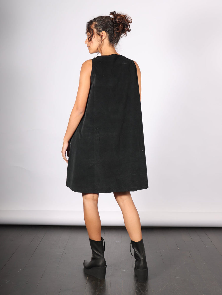 Velvet Sleeveless Dress in Black by Album Di Famiglia