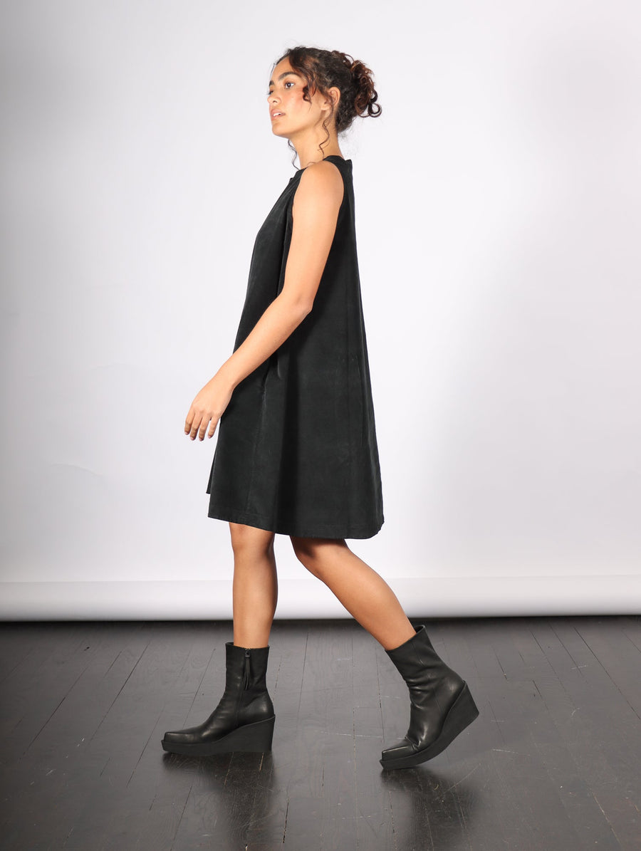 Velvet Sleeveless Dress in Black by Album Di Famiglia