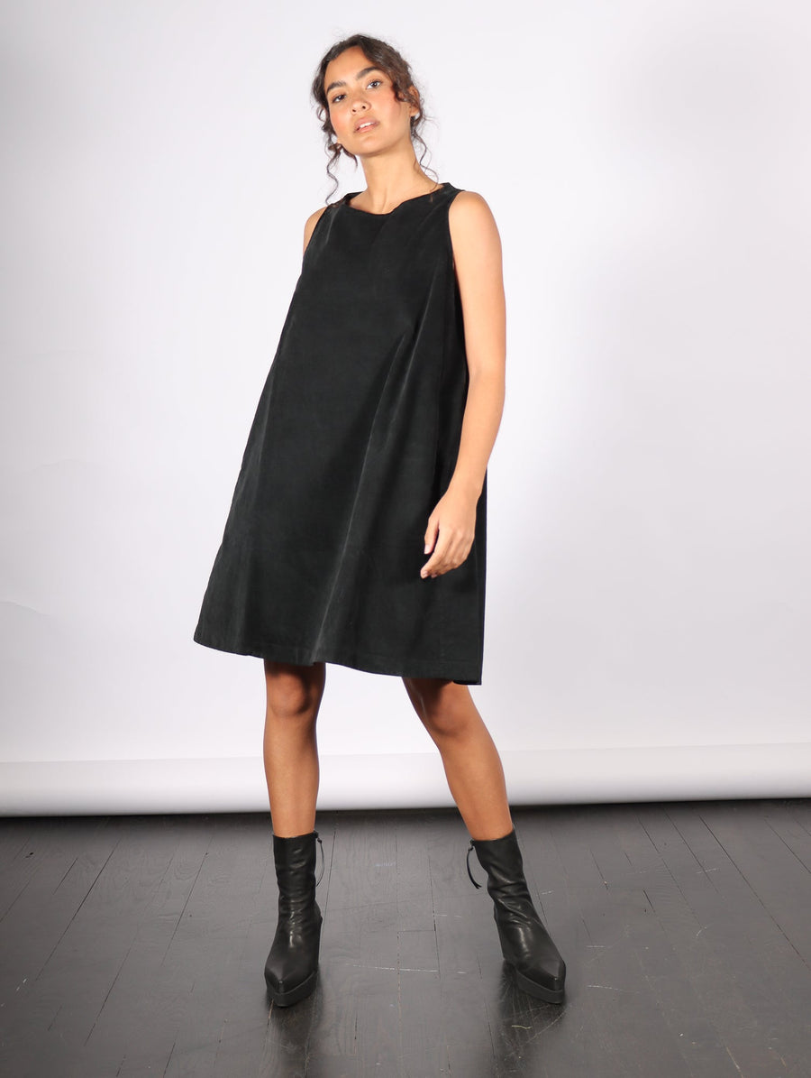 Velvet Sleeveless Dress in Black by Album Di Famiglia