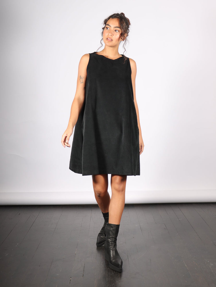 Velvet Sleeveless Dress in Black by Album Di Famiglia