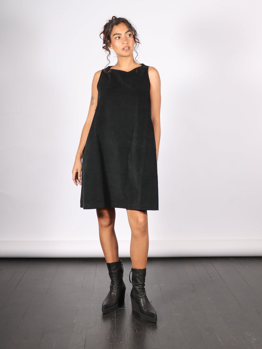 Velvet Sleeveless Dress in Black by Album Di Famiglia