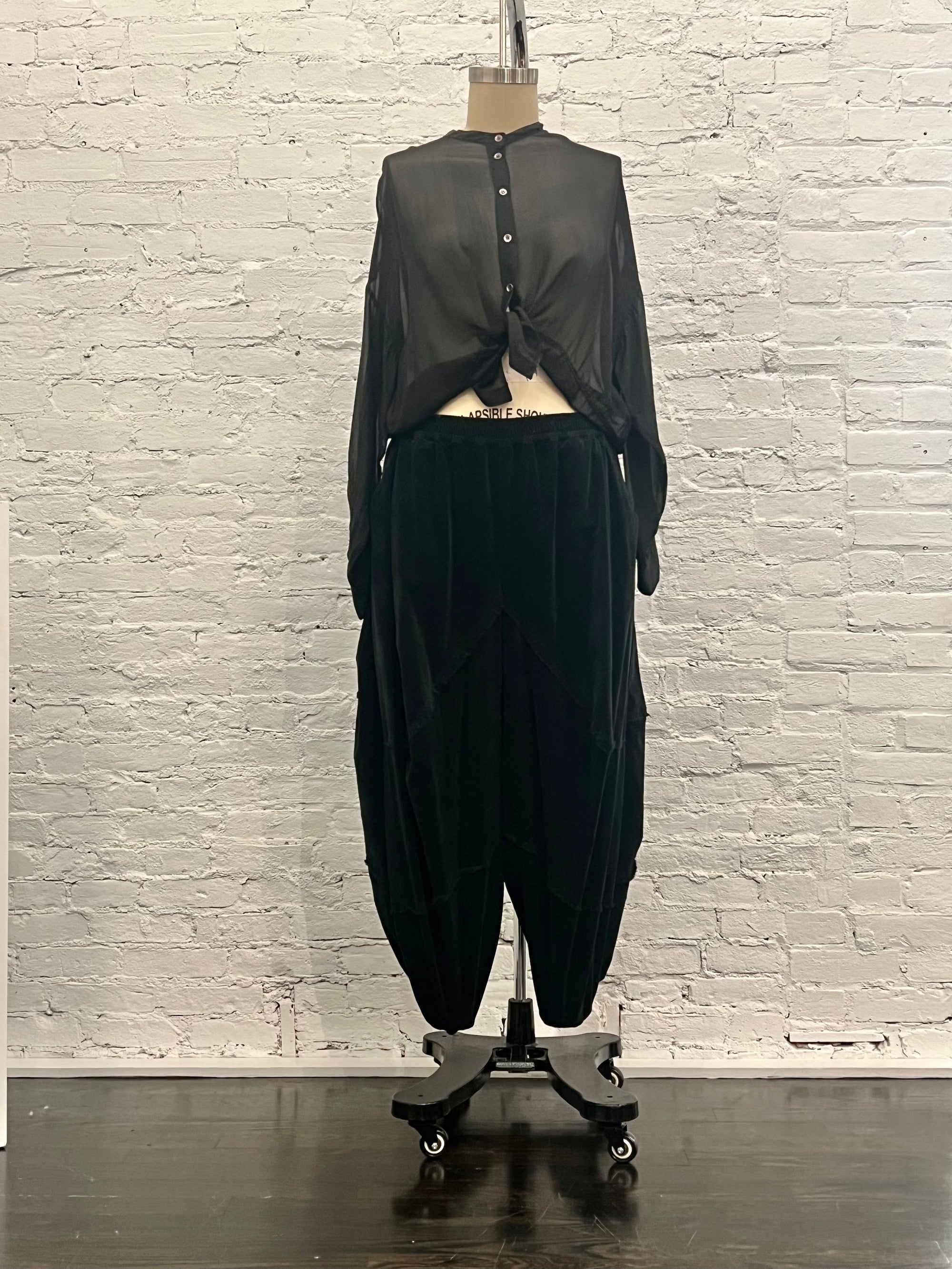 Velvet Trousers in Black by Sanctamuerte-Pants-SANCTAMUERTE-Idlewild