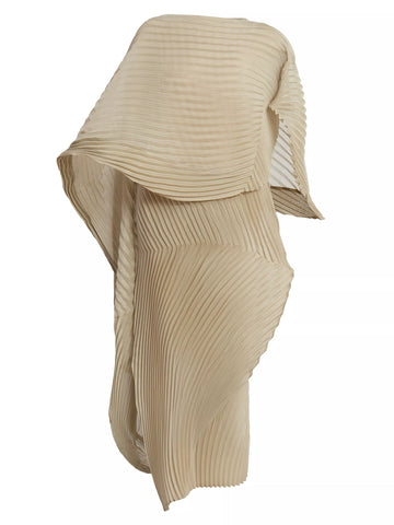 Wander Asymmetric Cape Maxi Dress in Kudzu Khaki by Issey Miyake-Issey Miyake-Idlewild