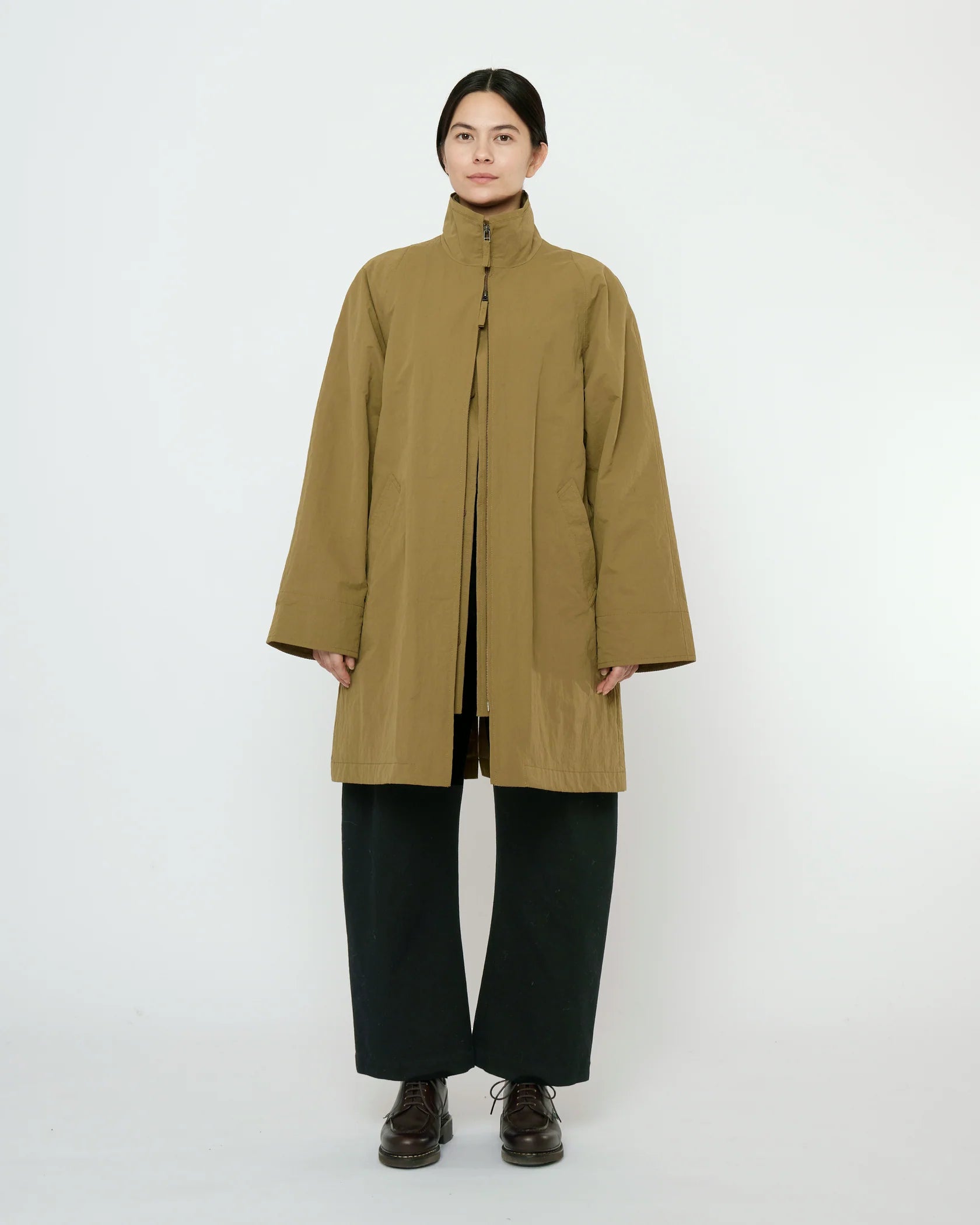 Water-Repellent Double Collar Overcoat in Kelp by 7115 by Szeki-Outerwear-7115 by Szeki-Idlewild