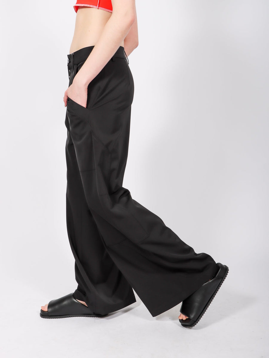 Black Wide-Leg Trousers by MM6 Maison Margiela on Sale