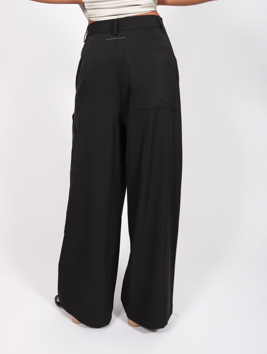 Wide Leg Pants in Black by MM6 Maison Margiela