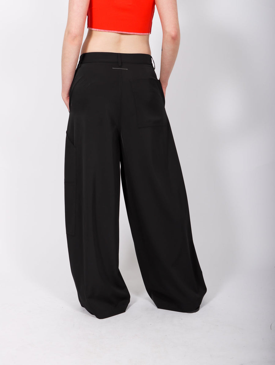 Maison Margiela MM6 Women's Black Wool Elastic Waist Casual Pants