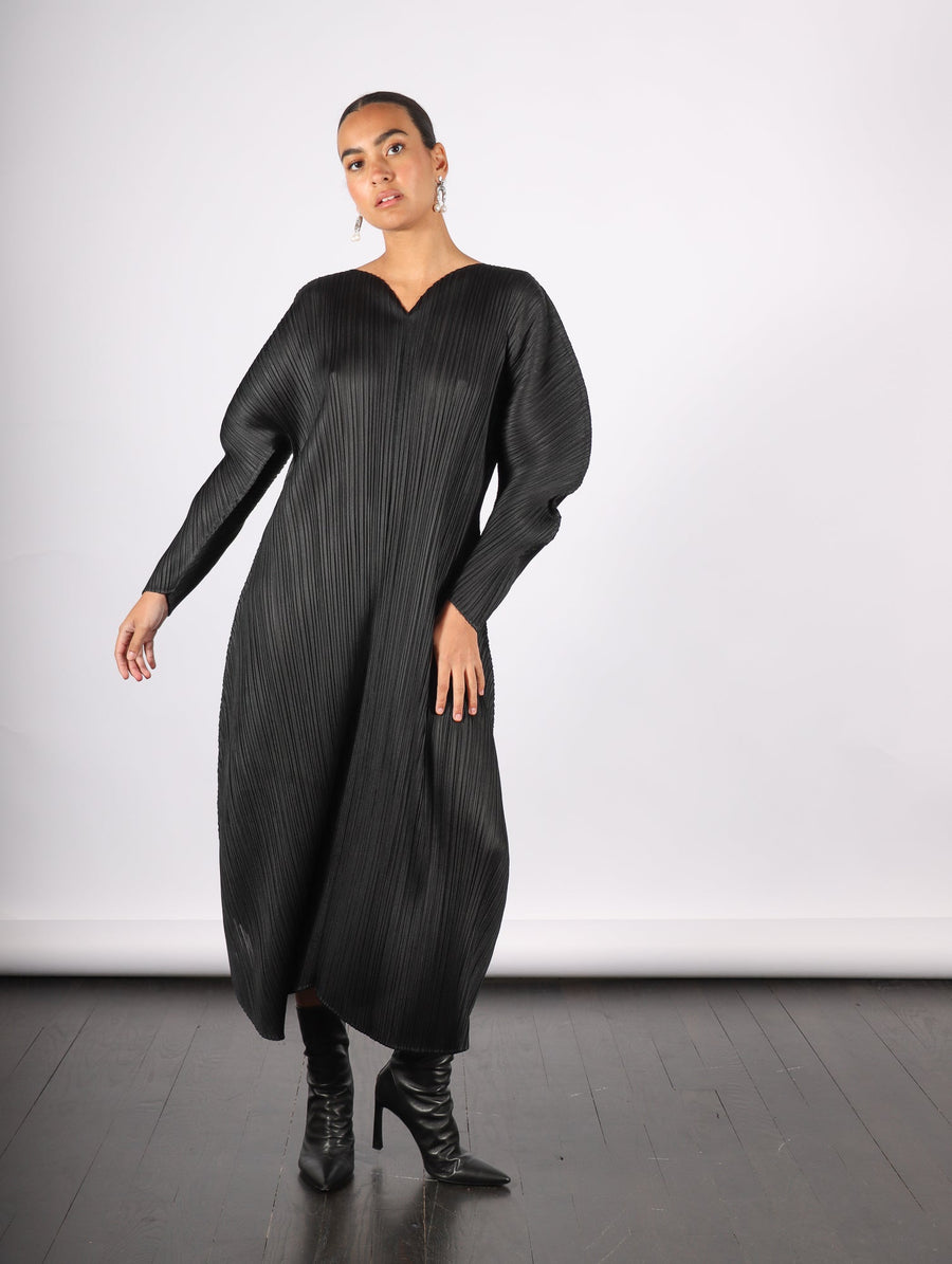 Wormhole Dress in Black by Pleats Please Issey Miyake