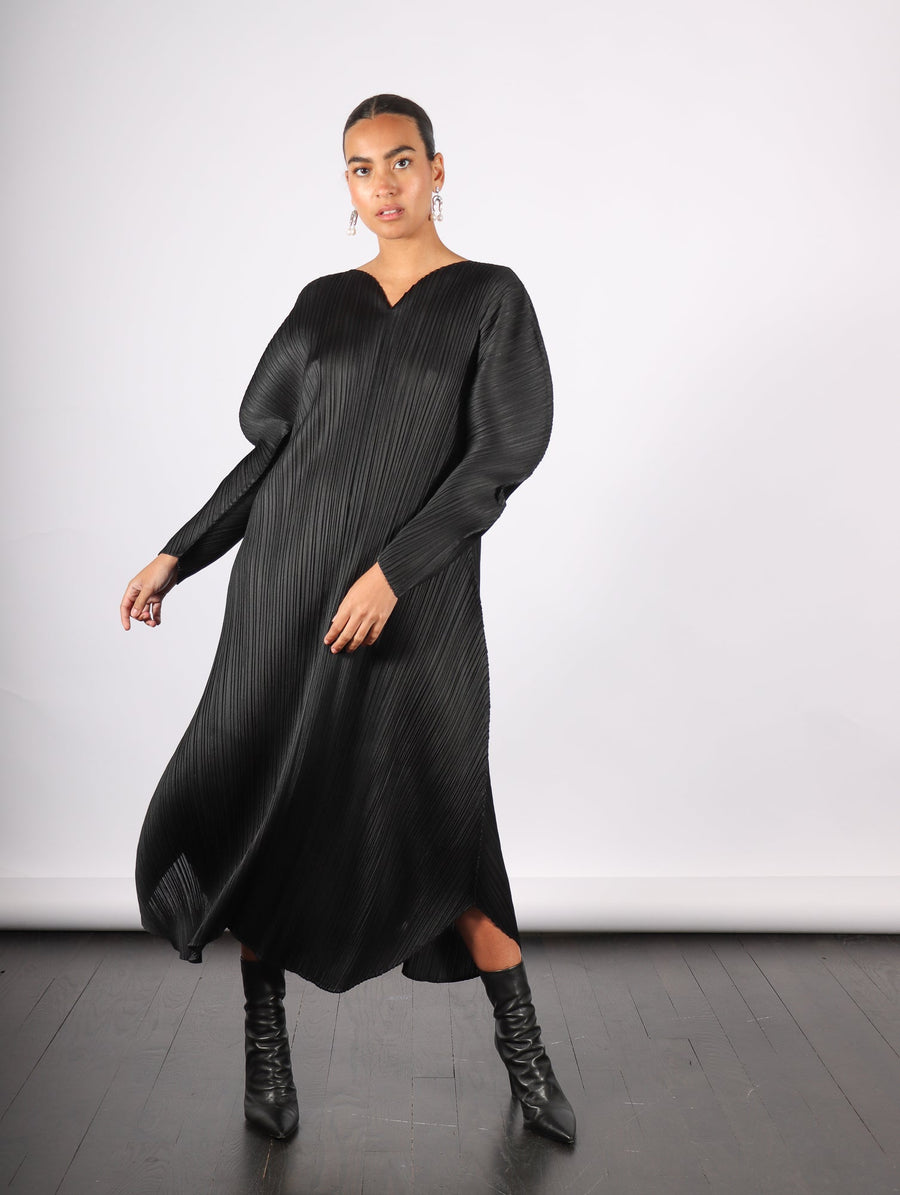 Wormhole Dress in Black by Pleats Please Issey Miyake