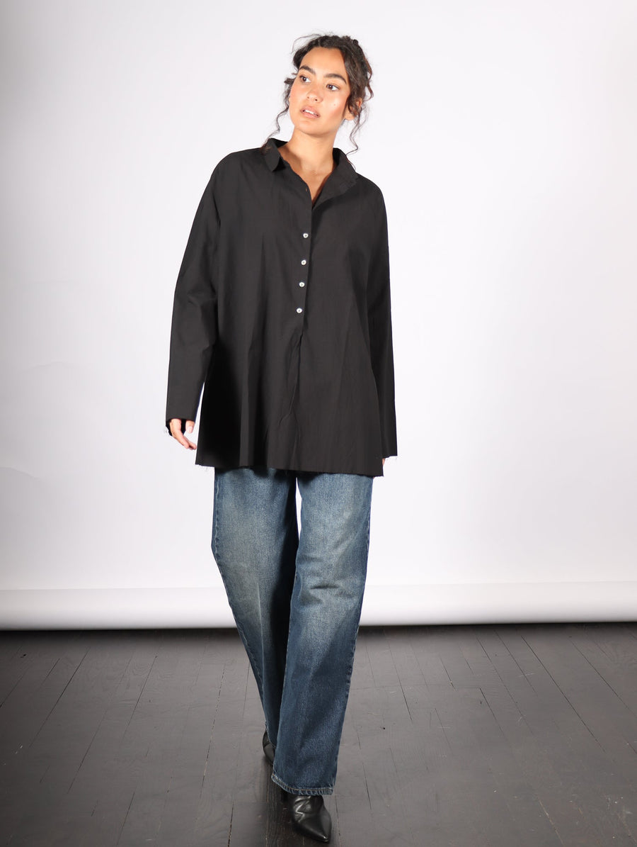 Wrinkled Collar Shirt in Black by Album Di Famiglia