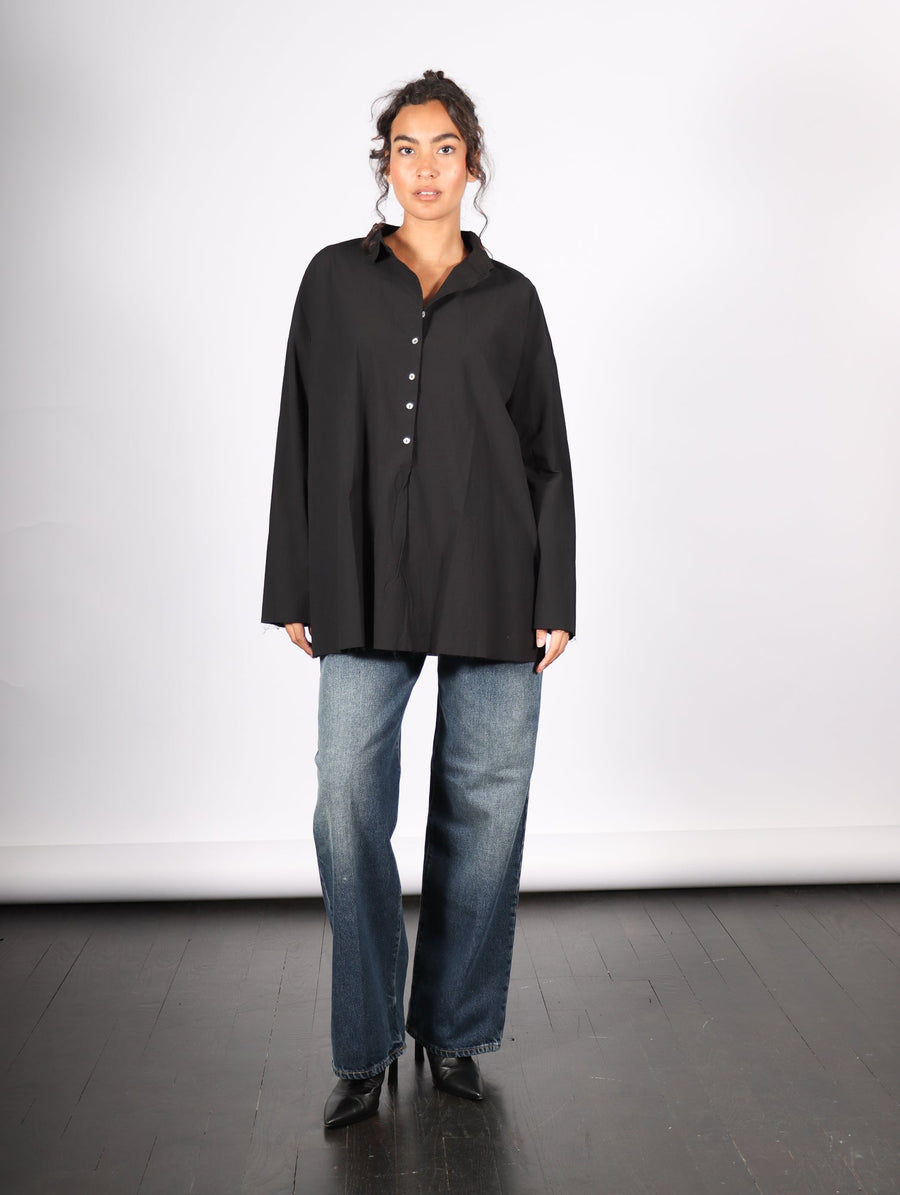 Wrinkled Collar Shirt in Black by Album Di Famiglia