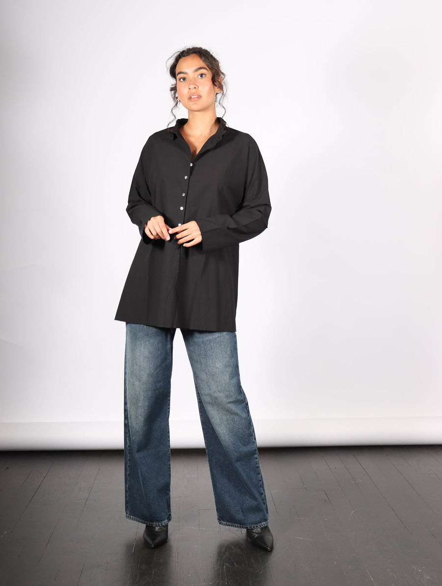 Wrinkled Collar Shirt in Black by Album Di Famiglia