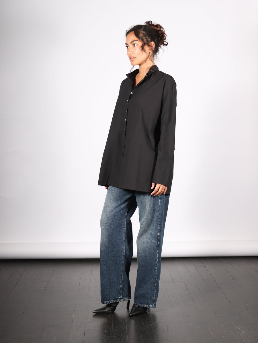 Wrinkled Collar Shirt in Black by Album Di Famiglia