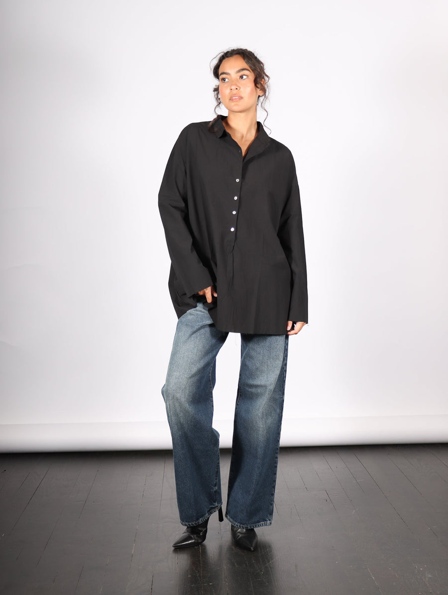 Wrinkled Collar Shirt in Black by Album Di Famiglia