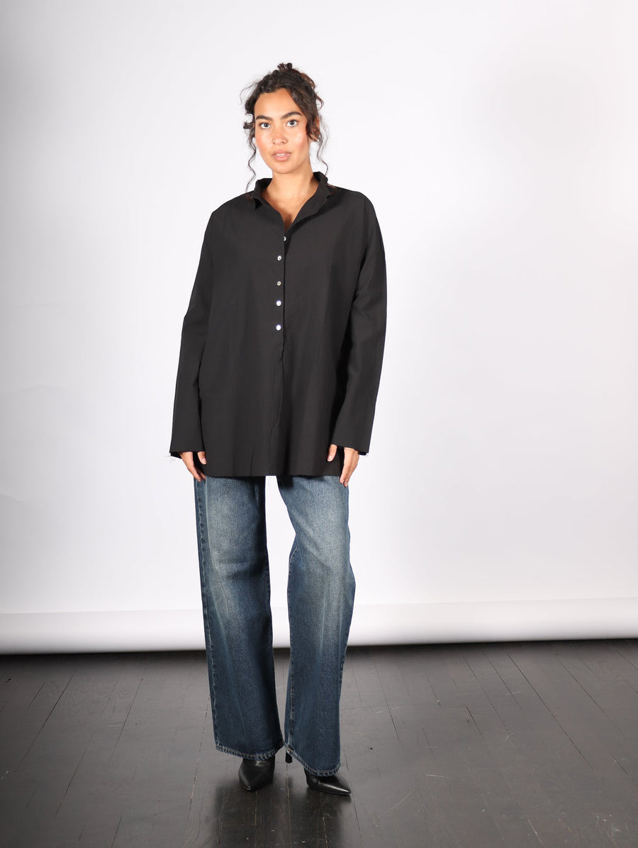 Wrinkled Collar Shirt in Black by Album Di Famiglia