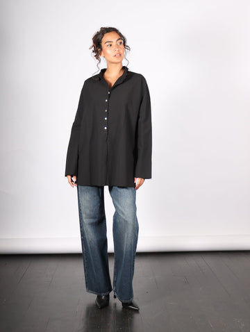 Wrinkled Collar Shirt in Black by Album Di Famiglia