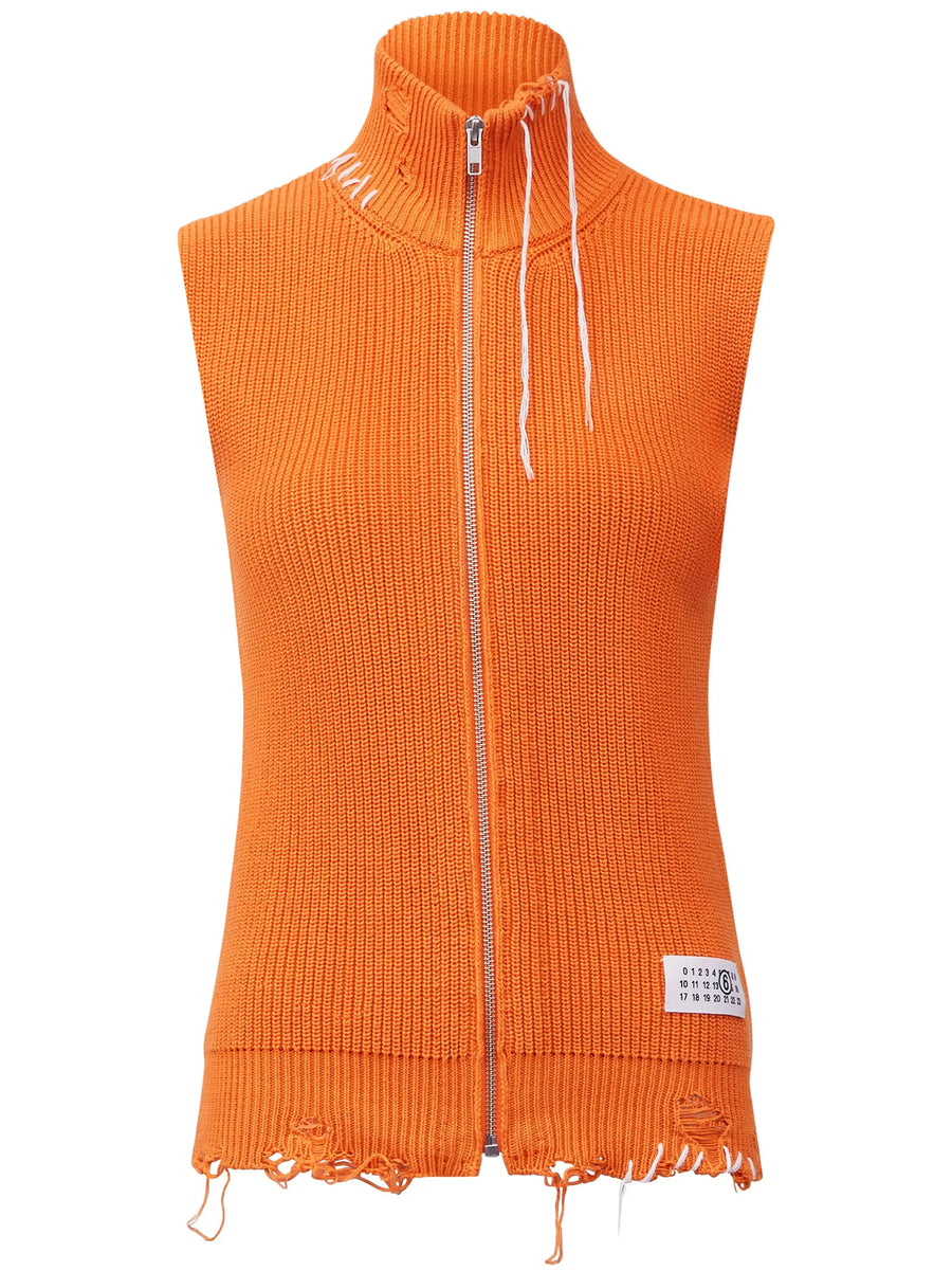 Zip-Up Vest in Orange by MM6 Maison Margiela-MM6-Idlewild