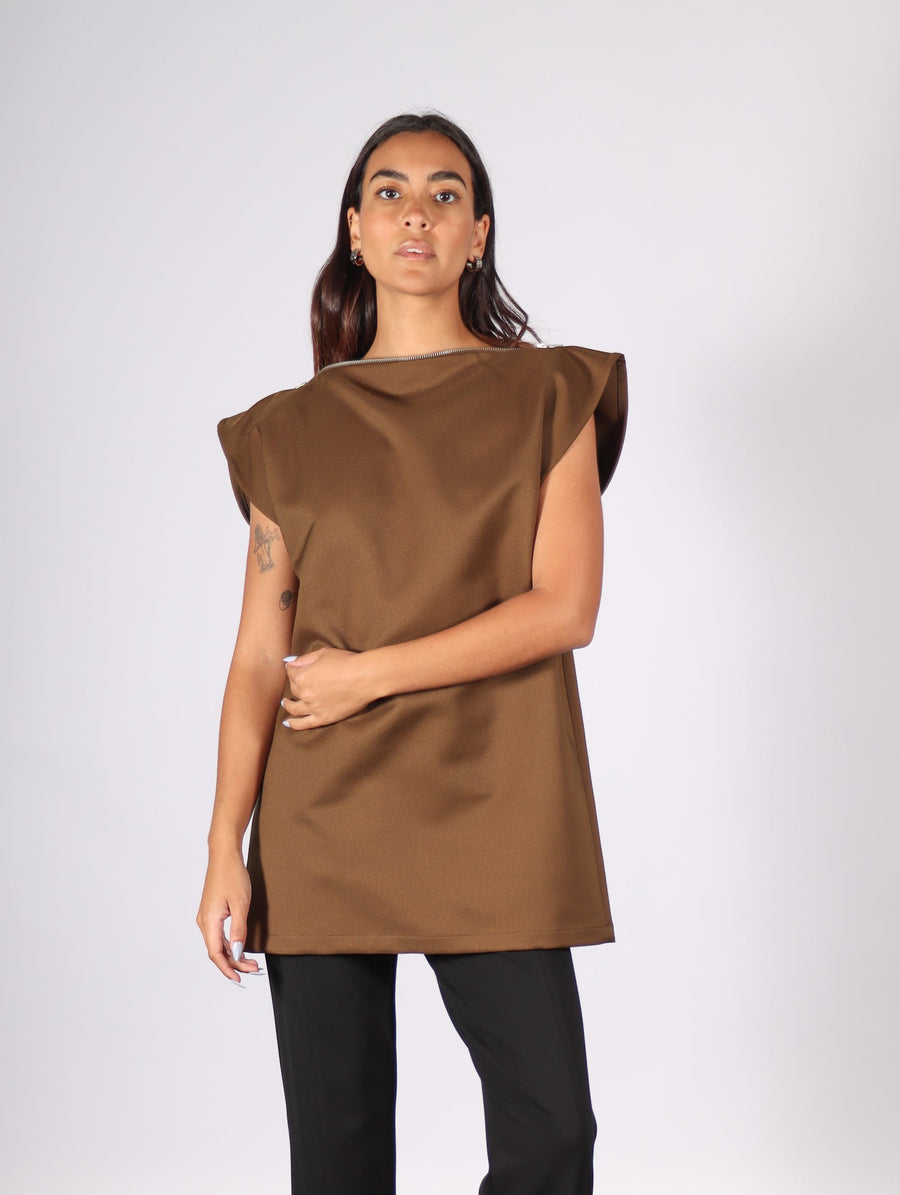 Zipper Top in Khaki by MM6 Maison Margiela