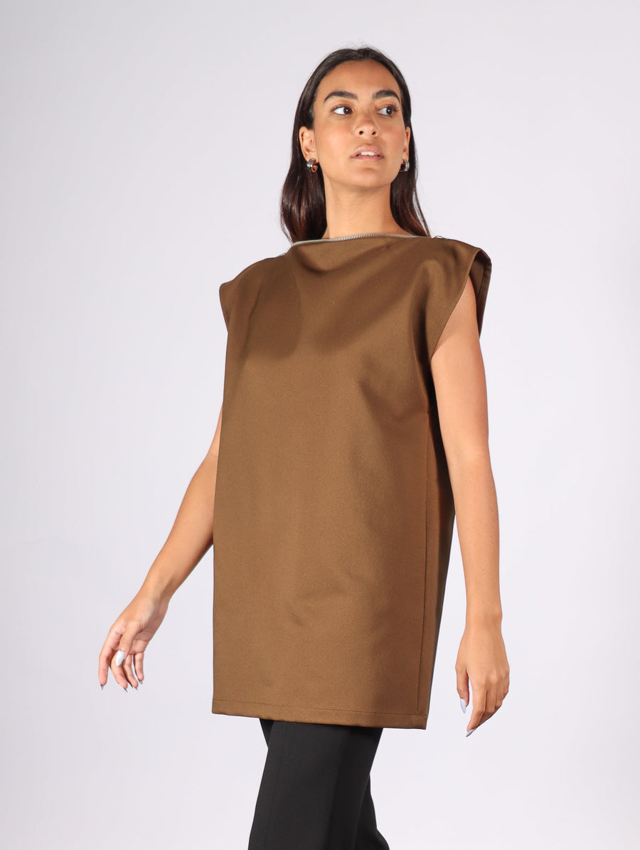 Zipper Top in Khaki by MM6 Maison Margiela