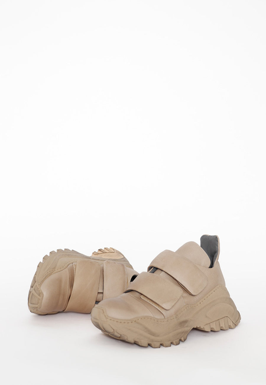 Double Velcro Sneaker in Beige by Lofina-Idlewild