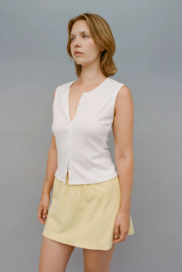 Sophie Sleeveless Cardigan in White by GIL RODRIGUEZ